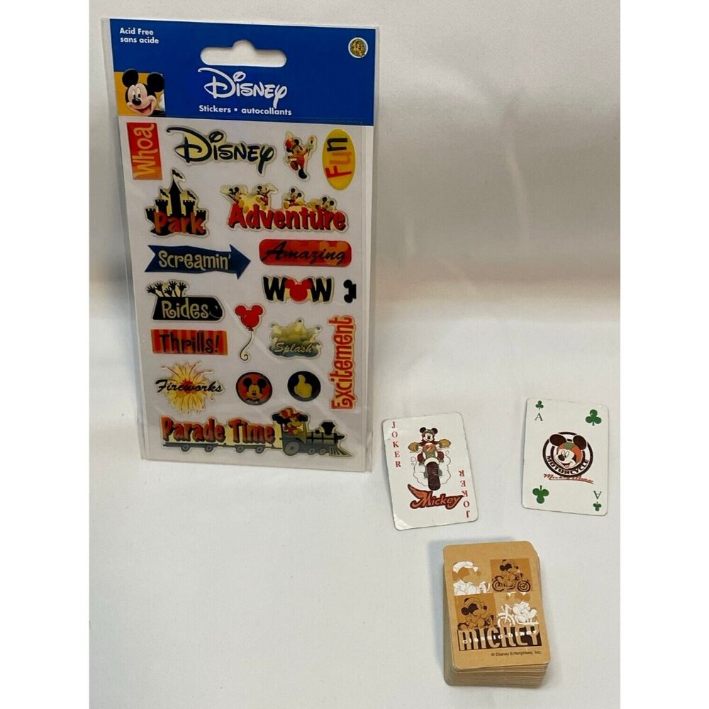 Disney Parks Mickey Mouse Gem stickers pack Sandylion & Motorcycle playing cards